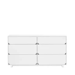 Cómoda Vidja doble, Lacado blanco, 6 cajones