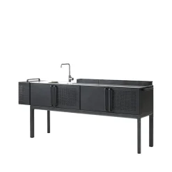 Cocina exterior Drop, Lava grey, incl. encimera y grifo
