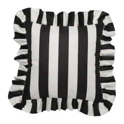 Cojín con volantes Garden Glory Outdoor 45x45 cm, Black-white