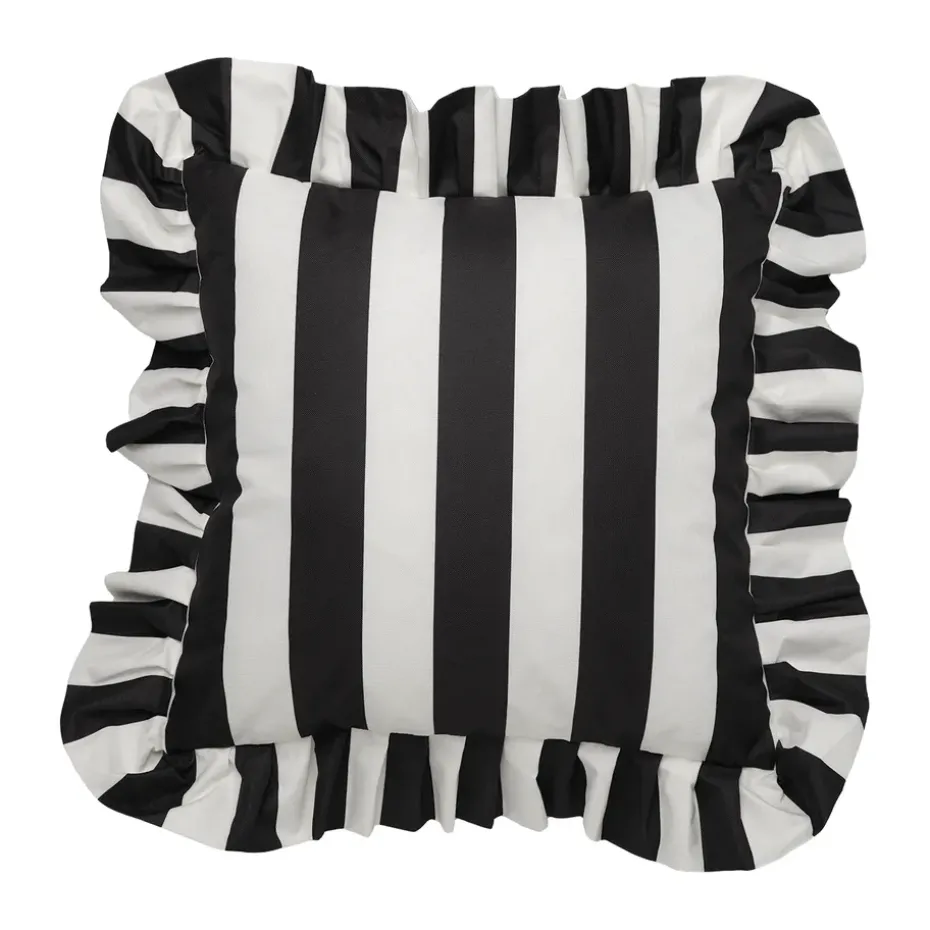 Cojín con volantes Garden Glory Outdoor 45x45 cm, Black-white