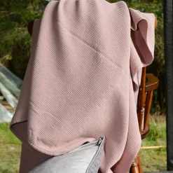 Colcha de cama Stripe algodón lavado a la piedra 260x260, Dusty rose