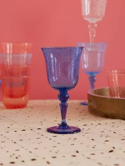 Copa de vino diseño burbuja Rice 36 cl, Azul