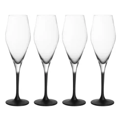 Copas de champagne Manufacture Rock 26 cl, 4-pack, transparente-negro