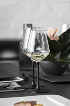 Copas de vino blanco Manufacture Rock 38 cl, 4-pack, transparente-negro
