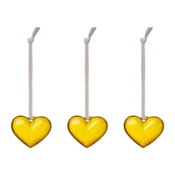 Corazón de cristal Iittala , Amarillo, 5 cm, pack de 3
