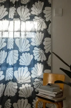 Cortina alargada Snäcka 145x250, azul