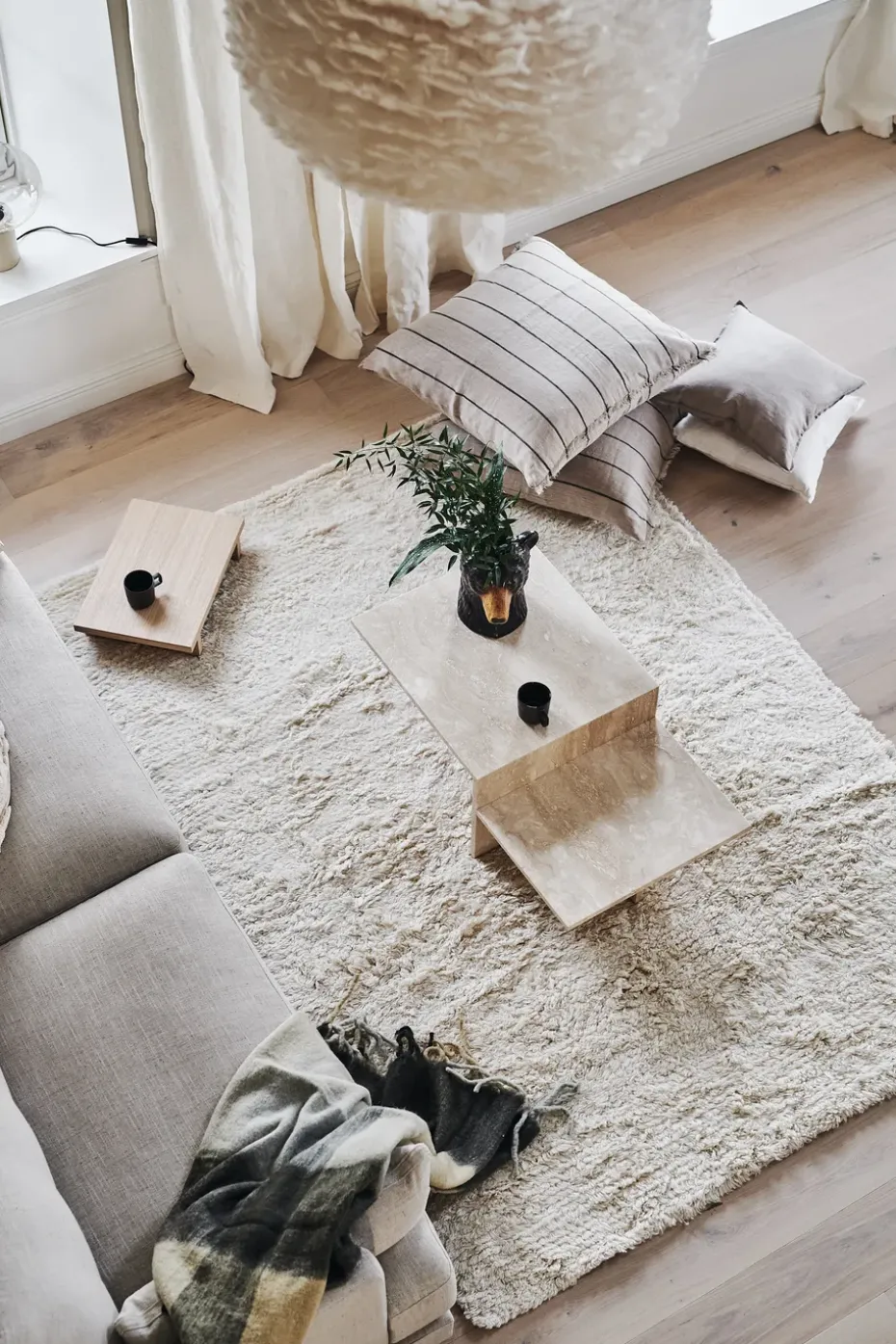 Cozy Alfombra de lana blanco natural, 170x240 cm