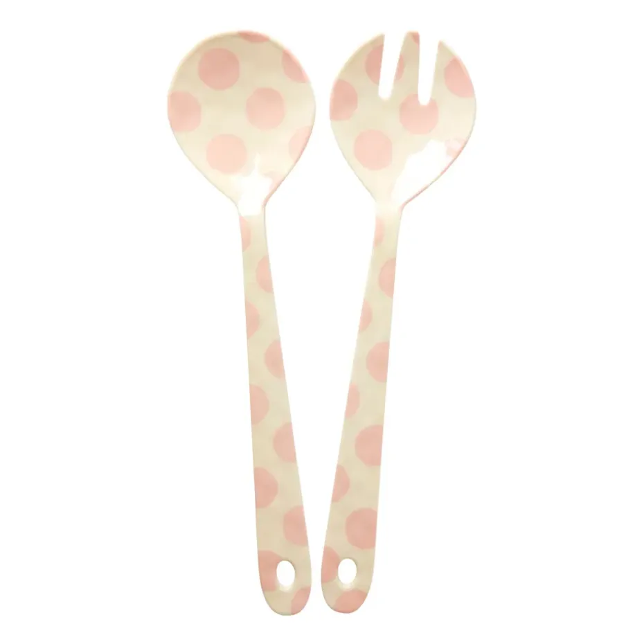 Cubiertos de ensalada Rice melamina 2 piezas, Pink dots