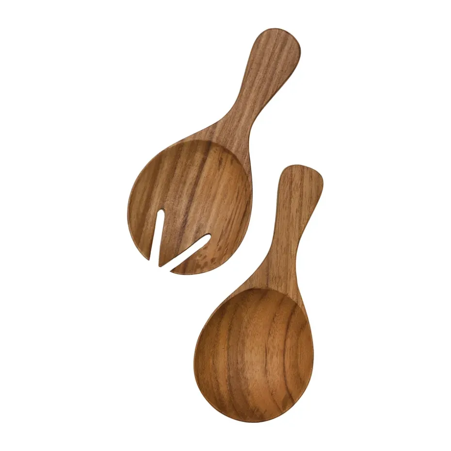 Cubiertos de ensalada Teak small 2 piezas, Marrón