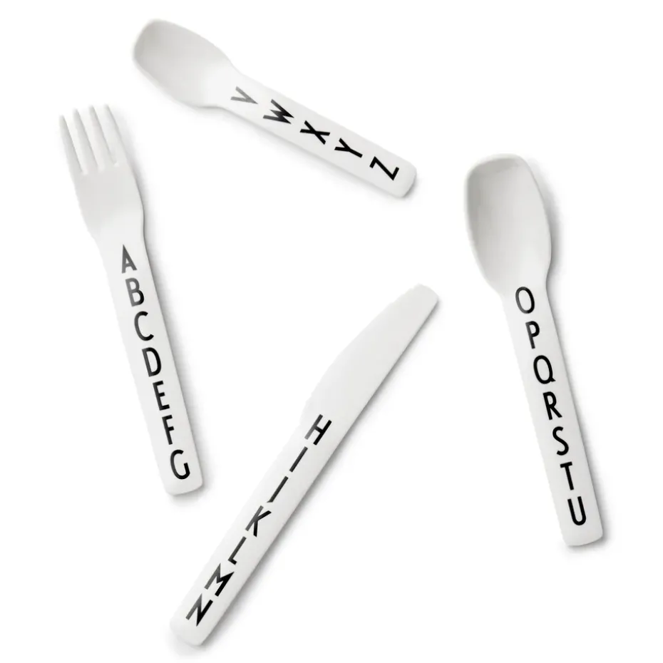 Cubiertos infantiles Design Letters, melamina, 4 piezas