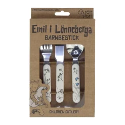 Cubiertos infantiles Emil i Lönneberga 3 piezas, Blanco