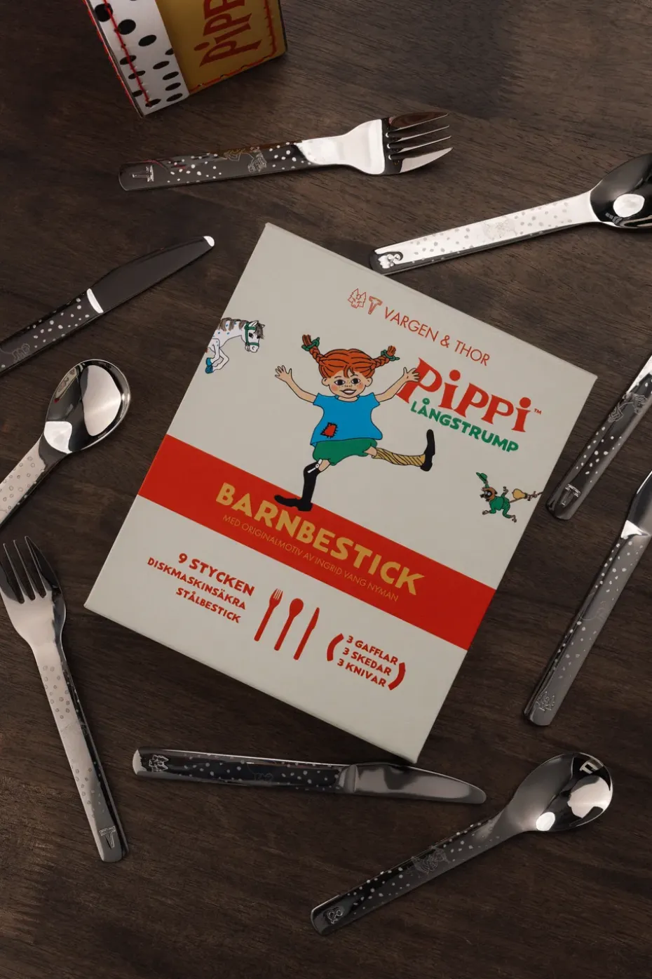 Cubiertos infantiles Lupo Pippi 9 piezas, Plata