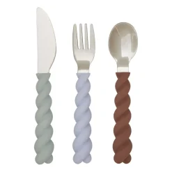 Cubiertos infantiles Mellow 3 piezas, PaleMint-Choko-IceBlue