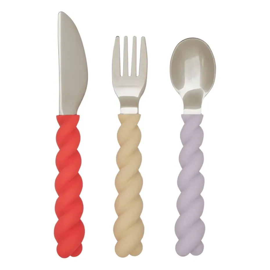 Cubiertos infantiles Mellow 3 piezas, Lavender-Vanilla-CherryRed
