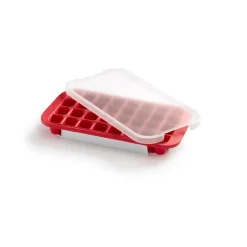 Cubitera de silicona con tapa Lékué, Rojo