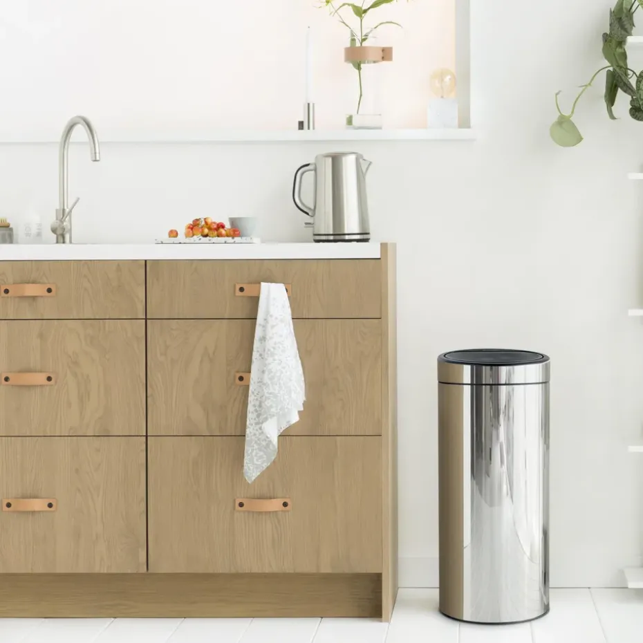 Cubo de basura Touch Bin, 30 L, acero brillante