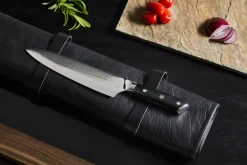Cuchillo de chef Damascus By Hâws 32 cm, Negro-acero inoxidable