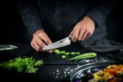 Cuchillo de cocina compacto Zwilling Tanrei 14 cm, Acero damasco-negro