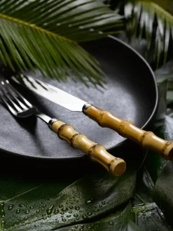 Cuchillo de mesa Panda, acero inoxidable-bambú