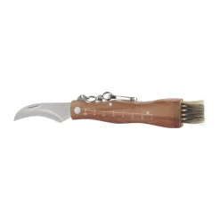 Cuchillo para setas Stuti con mango de madera marrón y cepillo 13×2 cm, Acero inoxidable