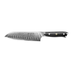 Cuchillo santoku Damascus By Hâws 32 cm, Negro-acero inoxidable