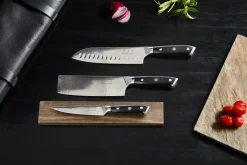 Cuchillos Damascus By Hâws, 3 piezas, Negro-acero inoxidable