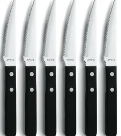 Cuchillos de carne Pizza Noir 6-pack, Negro