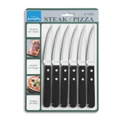 Cuchillos de carne Pizza Noir 6-pack, Negro