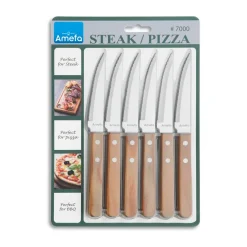 Cuchillos de carne Pizza 6-pack, Roble