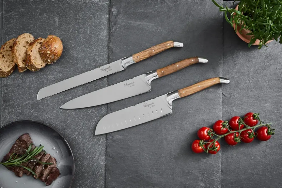 Cuchillos de chef Laguiole By Hâws, 3 piezas, Roble