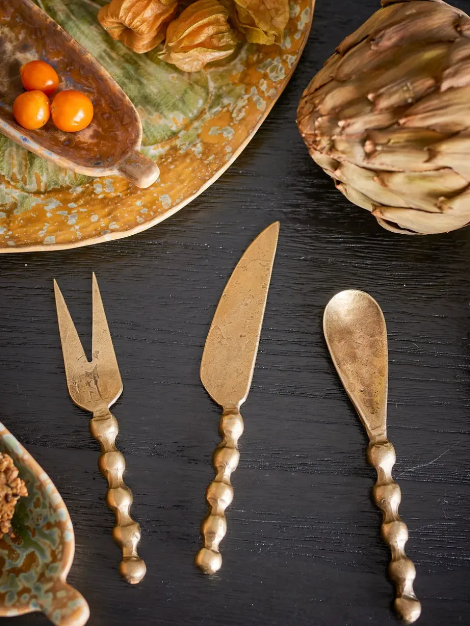 Cuchillos de queso Haolin, 3 piezas, Latón