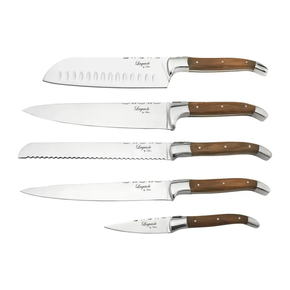 Cuchillos Laguiole By Hâws con bloque, 6 piezas, Oliva