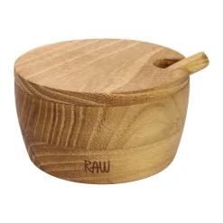 Cuenco de sal Raw cuchara y tapa incl., Teca