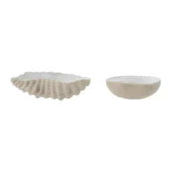 Cuenco decorativo Bakur concha 2 piezas, Beige-gris