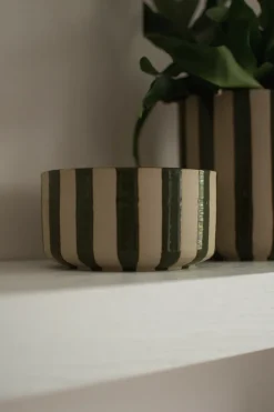 Cuenco decorativo Line Ø16 cm, Verde con rayas