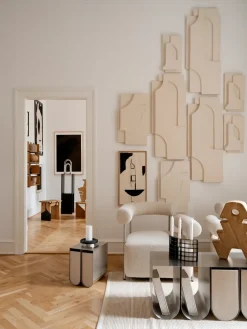 Decoración de pared Serif Relief L, Off white