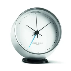 Despertador Koppel Ø10 cm, blanco-acero inoxidable