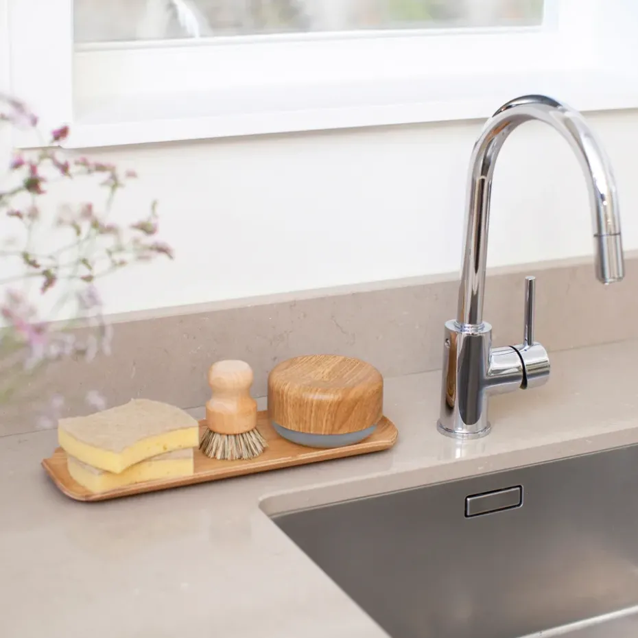 Dispensador de jabón de cocina Bosign, Estamapdo madera clara / Gris claro