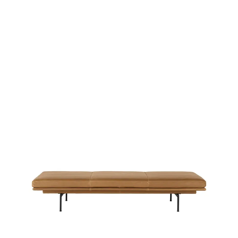 Diván Outline, Refine leather cognac-Black