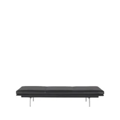 Diván Outline, Refine leather black-Aluminium