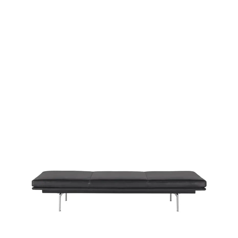 Diván Outline, Refine leather black-Aluminium