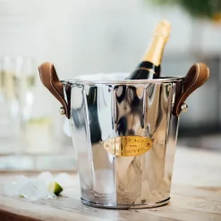 Enfriador de botellas de vino Heritage con asas de cuero, 23 cm