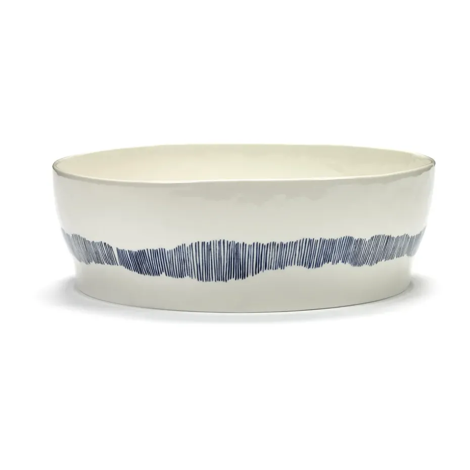 Ensaladera Ottolenghi Feast Ø27,5 cm, White stripes-blue