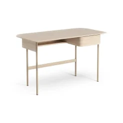 Escritorio Luna con cajón, Roble pigmentado blanco
