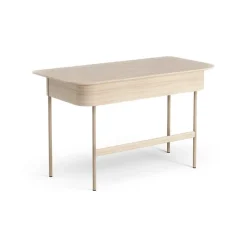 Escritorio Luna con cajón, Roble pigmentado blanco
