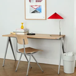 Escritorio Pyramid 01, Oak clear lacquer-140x65cm-estructura de acero negra