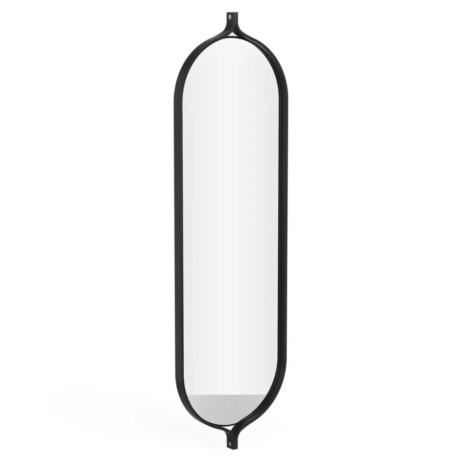 Espejo Comma rectangular 135 cm, fresno teñido de negro