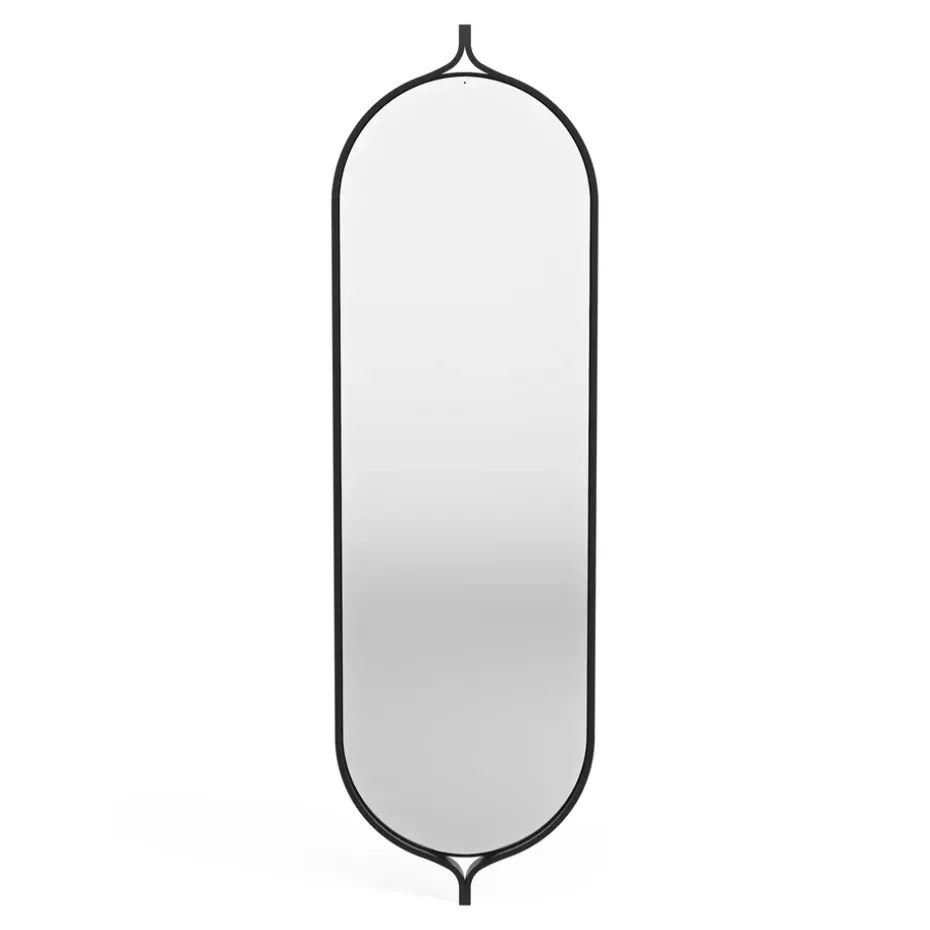 Espejo Comma rectangular 135 cm, fresno teñido de negro