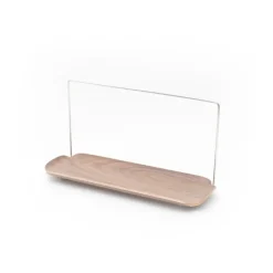 Estante para platos con soporte para paño LEAF, Nogal-acero inoxidable