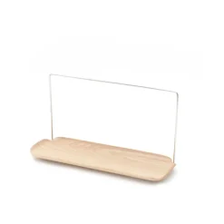 Estante para platos con soporte para paño LEAF, Álamo-acero inoxidable